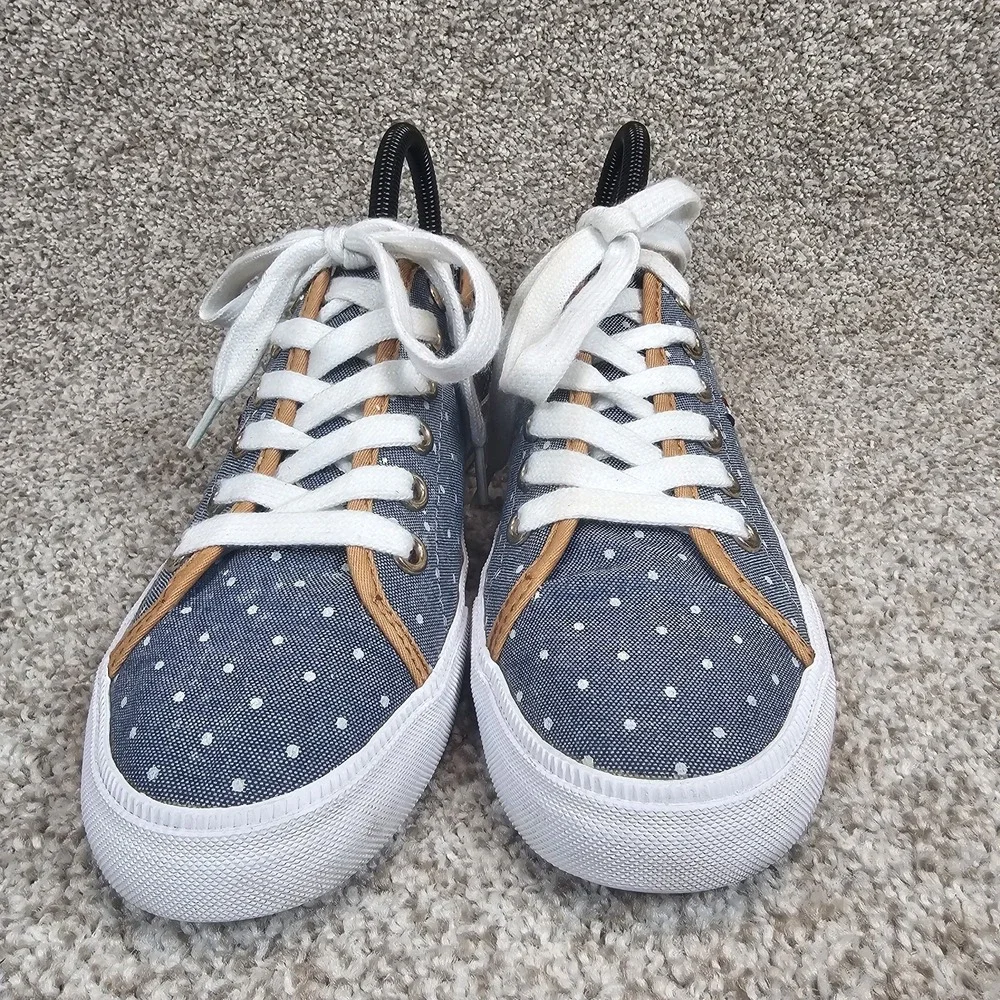 TOMMY HILFIGER Twalovie Casual Sneakers Women's 7 M Blue Polkadots Denim Shoes